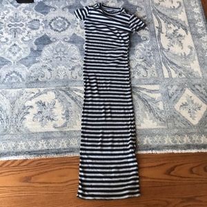Zara small striped navy white dress s